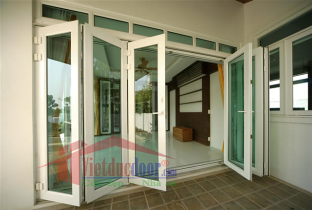 Cửa nhựa lõi thép cửa đi 6 cánh mở xếp