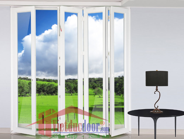 Cửa nhựa lõi thép 4 cánh mở xếp